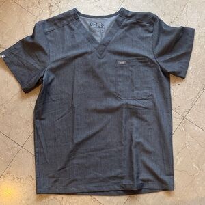 NWOT FIGS Men's Charcoal Short Sleeve V-Neck Medical Top - Medium